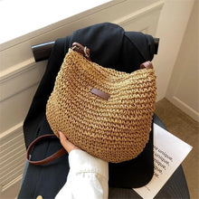Load image into Gallery viewer, Straw Knitted Purses Handbags Women Shoulder Bags Straw Woven Side Bag for Ladies Fashion Vintage Weaving Beach Bag