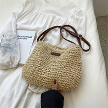 Load image into Gallery viewer, Straw Knitted Purses Handbags Women Shoulder Bags Straw Woven Side Bag for Ladies Fashion Vintage Weaving Beach Bag