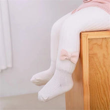 Load image into Gallery viewer, Suefunskry Toddler Girl Knitted Leggings Elastic Band Bow Decora Tights Fleece-lined Thick Pantyhose Winter Warm Stockings