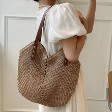 Load image into Gallery viewer, Summer Straw Bags for Women Straw Shoulder Bags Rattan Woven Top Handle Bag Hollow Raffia Crochet Beach Bag Casual Handbags 2023