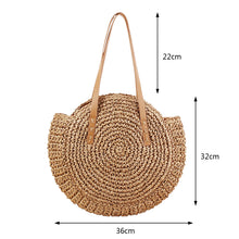 Load image into Gallery viewer, Summer Straw Bags for Women Straw Shoulder Bags Rattan Woven Top Handle Bag Hollow Raffia Crochet Beach Bag Casual Handbags 2023