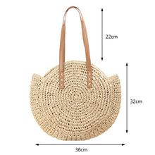 Load image into Gallery viewer, Summer Straw Bags for Women Straw Shoulder Bags Rattan Woven Top Handle Bag Hollow Raffia Crochet Beach Bag Casual Handbags 2023