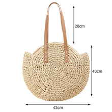 Load image into Gallery viewer, Summer Straw Bags for Women Straw Shoulder Bags Rattan Woven Top Handle Bag Hollow Raffia Crochet Beach Bag Casual Handbags 2023