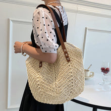 Load image into Gallery viewer, Summer Straw Bags for Women Straw Shoulder Bags Rattan Woven Top Handle Bag Hollow Raffia Crochet Beach Bag Casual Handbags 2023