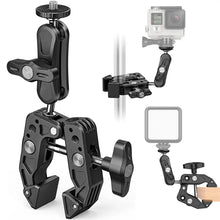 Load image into Gallery viewer, Super Clamp Camera Clamp Mount Monitor 360° Ballhead Magic Arm Adapter with1/4"-20 3/8" for Canon Nikon DSLR Camera/Gopro/Lights