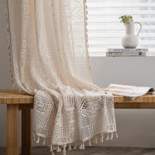Load image into Gallery viewer, Crochet Curtain Translucent Living Room Curtains Boho Chic Crochet Knitted Window Curtains Translucent Curtain For Bedroom