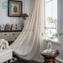 Load image into Gallery viewer, Crochet Curtain Translucent Living Room Curtains Set American Country Hollow Boho Balcony Bedroom Finished Bay Window Art Decor