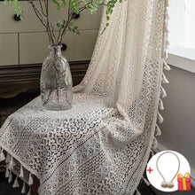 Load image into Gallery viewer, Crochet Curtain Translucent Living Room Curtains Set American Country Hollow Boho Balcony Bedroom Finished Bay Window Art Decor