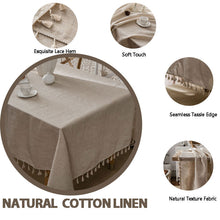Load image into Gallery viewer, Tassel Table Cloth Linen Cotton Rectangular Tablecloth for Dining Table Coffee Table Cover Wedding Decoration tapete mesas