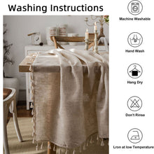Load image into Gallery viewer, Tassel Table Cloth Linen Cotton Rectangular Tablecloth for Dining Table Coffee Table Cover Wedding Decoration tapete mesas