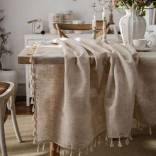 Load image into Gallery viewer, Tassel Table Cloth Linen Cotton Rectangular Tablecloth for Dining Table Coffee Table Cover Wedding Decoration tapete mesas