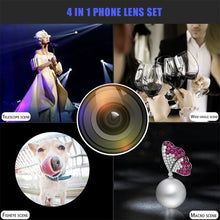 Load image into Gallery viewer, Telecope Zoom Macro Fisheye 4in1 Wide Angel Lens Kit Phone Camera Lens 36X Telephoto For Cellphone iPhone Samsung Xiaomi Huawei