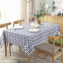 Load image into Gallery viewer, Thicken Cotton Linen Tablecloth Simple Blue Fish Print Cover Japanese Style Washable Table Cloth for Wedding Tea Table