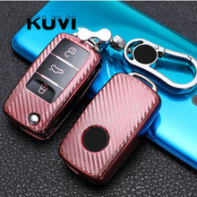 Load image into Gallery viewer, Tpu Carbon Filber Car Key Case Cover For Polo Tiguan Passat B5 B6 B7 Golf 4 5 6 MK6 Jetta Lavida For Skoda Octavia