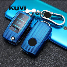 Load image into Gallery viewer, Tpu Carbon Filber Car Key Case Cover For Polo Tiguan Passat B5 B6 B7 Golf 4 5 6 MK6 Jetta Lavida For Skoda Octavia