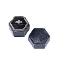 Load image into Gallery viewer, Vintage Hexagon Velvet Jewelry Single Ring Box Case for Engagement Wedding Ceremony Valentines Day Holding Storage Container