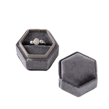 Load image into Gallery viewer, Vintage Hexagon Velvet Jewelry Single Ring Box Case for Engagement Wedding Ceremony Valentines Day Holding Storage Container