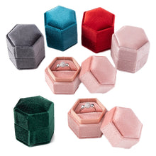 Load image into Gallery viewer, Vintage Hexagon Velvet Jewelry Single Ring Box Case for Engagement Wedding Ceremony Valentines Day Holding Storage Container