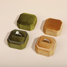 Load image into Gallery viewer, Vintage Octagon Square Velvet Single and Double Ring Box With Detachable Lid Earrings Proposal Engagement Wedding Ceremony Gifts