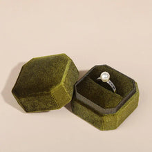 Load image into Gallery viewer, Vintage Octagon Square Velvet Single and Double Ring Box With Detachable Lid Earrings Proposal Engagement Wedding Ceremony Gifts