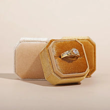 Load image into Gallery viewer, Vintage Octagon Square Velvet Single and Double Ring Box With Detachable Lid Earrings Proposal Engagement Wedding Ceremony Gifts
