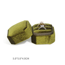 Load image into Gallery viewer, Vintage Octagon Square Velvet Single and Double Ring Box With Detachable Lid Earrings Proposal Engagement Wedding Ceremony Gifts