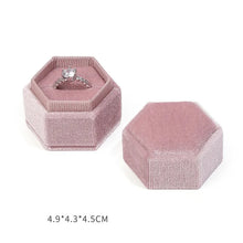 Load image into Gallery viewer, Vintage Octagon Square Velvet Single and Double Ring Box With Detachable Lid Earrings Proposal Engagement Wedding Ceremony Gifts