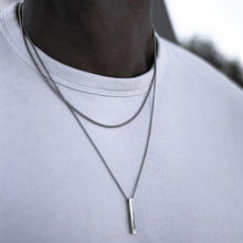 Load image into Gallery viewer, 3D Vertical Bar Necklaces for Men, Layering Stainless Steel Geometric Pendant, Layered Wheat Rope Cuban Chain, Boy Collar