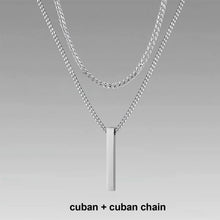 Load image into Gallery viewer, 3D Vertical Bar Necklaces for Men, Layering Stainless Steel Geometric Pendant, Layered Wheat Rope Cuban Chain, Boy Collar