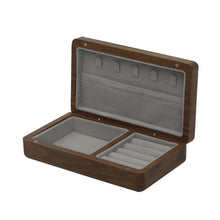 Load image into Gallery viewer, Walnut Wood Jewelry Box Wedding Ring Box Earring Rings Storage Box Organizer