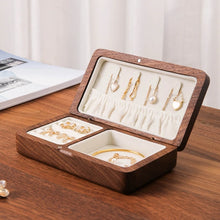 Load image into Gallery viewer, Walnut Wood Jewelry Box Wedding Ring Box Earring Rings Storage Box Organizer