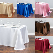 Load image into Gallery viewer, White Table Cloth Polyester Table Cloth Rectangular Satin Tablecloth for Birthday Christmas Home Party Decor Wedding Supplies