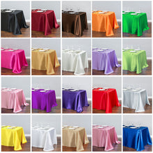 Load image into Gallery viewer, White Table Cloth Polyester Table Cloth Rectangular Satin Tablecloth for Birthday Christmas Home Party Decor Wedding Supplies
