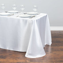 Load image into Gallery viewer, White Table Cloth Polyester Table Cloth Rectangular Satin Tablecloth for Birthday Christmas Home Party Decor Wedding Supplies