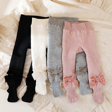 Load image into Gallery viewer, Winter Kids Thicken Warm Tights For Girls Bowknot Cotton Toddler Baby Girls Pants Solid Color Children Thick Pantyhose 1-6Years