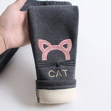 Load image into Gallery viewer, Winter Pants for Girls Warm Lambs Wool Thick Leggings Cartoon Cat Embroidery Cotton Trousers Kids Children 3-12 Years Clothing
