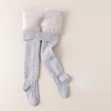 Load image into Gallery viewer, Winter thickened girls' leggings Baby solid color thick striped thermal romper children's fleece pantyhose
