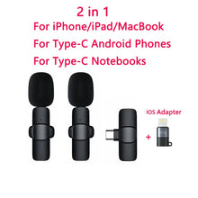 Load image into Gallery viewer, Wireless Lavalier Microphone Audio Video Recording Mini Mic For iPhone iPad Android Laptop Live Gaming Mobile Phone Microphone