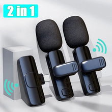 Load image into Gallery viewer, Wireless Lavalier Microphone Portable Audio Video Recording Mini Mic for iPhone Android Live Broadcast Gaming Phone Mic