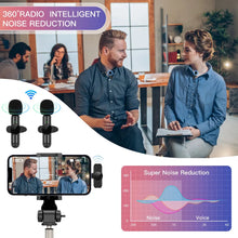 Load image into Gallery viewer, Wireless Lavalier Microphone Portable Audio Video Recording Mini Mic for iPhone Android Live Broadcast Gaming Phone Mic