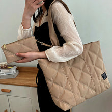 Load image into Gallery viewer, Women Handbag Fall/Winter Fashion Rhombus Space Cotton Suit Shoulder Bag Large Capacity Solid Color All-Match Shopping Tote Bag
