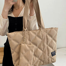 Load image into Gallery viewer, Women Handbag Fall/Winter Fashion Rhombus Space Cotton Suit Shoulder Bag Large Capacity Solid Color All-Match Shopping Tote Bag