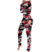 Load image into Gallery viewer, Women's Pajamas Onesies Sleepwear Button-down Front Sexy Buttoned Flap Pijama V-neck Long Sleeve Jumpsuit Female Home Clothes