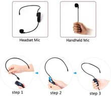 Load image into Gallery viewer, Wireless Microphones Headset UHF Dual Wireless Mic 2 Wireless Mics & 1 Receiver Headset and Handheld 2 In 1 Rechargeable