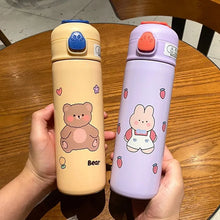 Load image into Gallery viewer, 500Ml Cartoon Thermos Thermos Double Wall Tumbler Handle Children Water Bottle With Straw Vacuum Flask Water Bottle