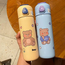 Load image into Gallery viewer, 500Ml Cartoon Thermos Thermos Double Wall Tumbler Handle Children Water Bottle With Straw Vacuum Flask Water Bottle