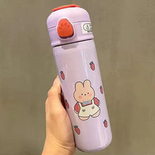 Load image into Gallery viewer, 500Ml Cartoon Thermos Thermos Double Wall Tumbler Handle Children Water Bottle With Straw Vacuum Flask Water Bottle
