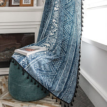 Load image into Gallery viewer, Half Blackout Curtains Boho Blue Geometric Printing Curtain for Living Room Kitchen Backdrop Curtain Cortina Home Decoration