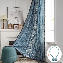 Load image into Gallery viewer, Half Blackout Curtains Boho Blue Geometric Printing Curtain for Living Room Kitchen Backdrop Curtain Cortina Home Decoration