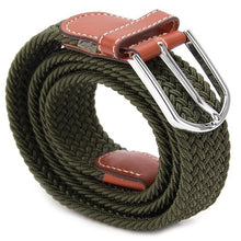 Load image into Gallery viewer, Men's Causal Leather Covered Buckle Woven Elastic Stretch Golf Wide Canvas Belts